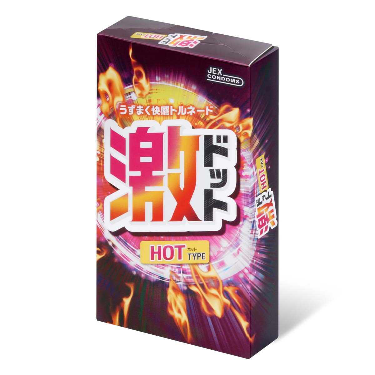 Nissan JEX - HOT TYPE: Heat-Sensitive Raised Dots, Long-Lasting Lubrication, Warming, and Intense Action Condoms, 8-Pack